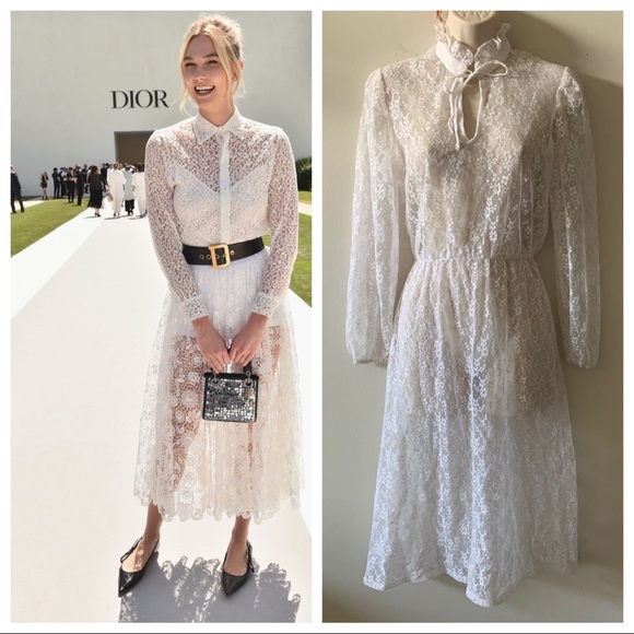 American Vintage Dresses & Skirts - Vintage 70s sheer white high neck Prairie dress LL